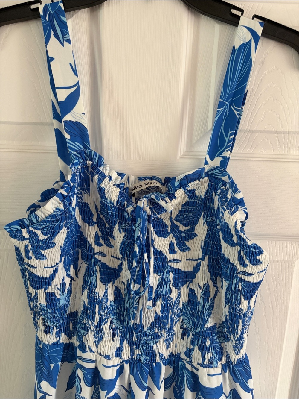 Grace Karin Blue and White Floral Midi Sundress - Picture 5 of 8
